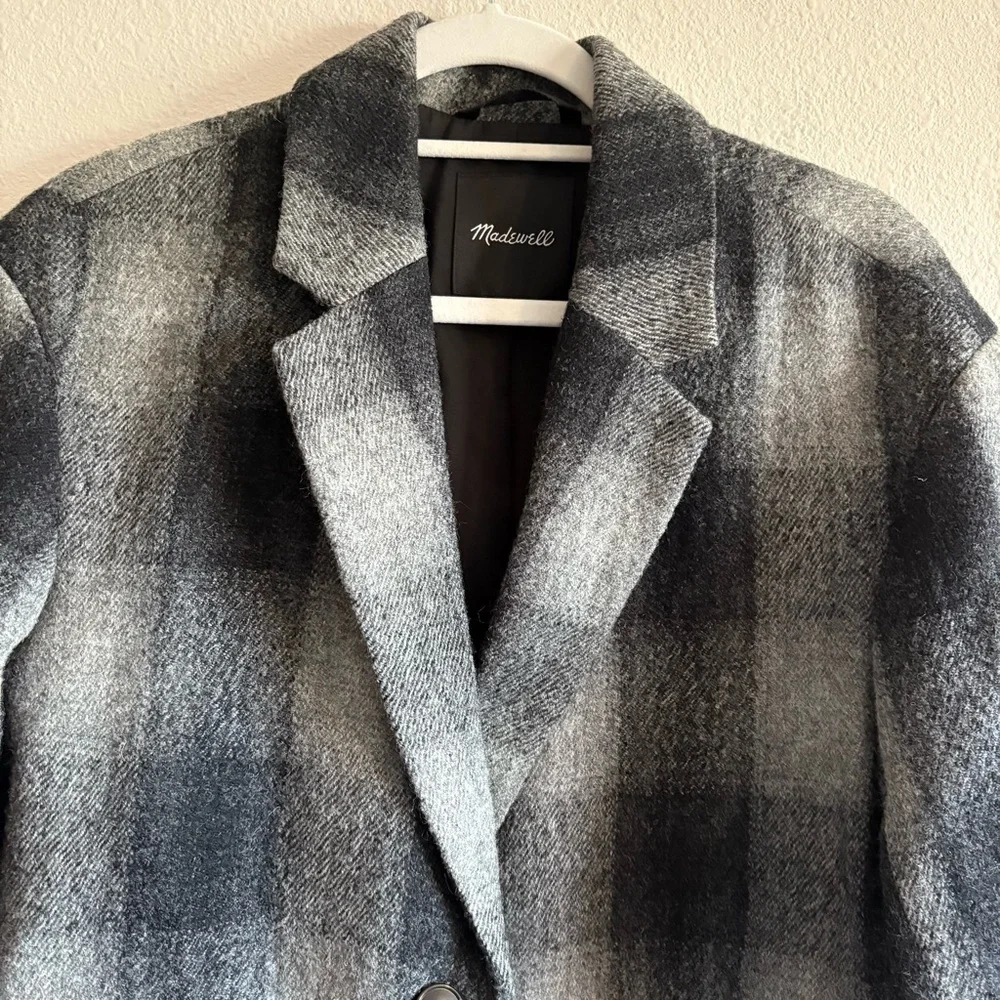 Madewell Dorset Blazer Coat 100% Wool Buffalo Check Women's Medium Oversized - Picture 5 of 9